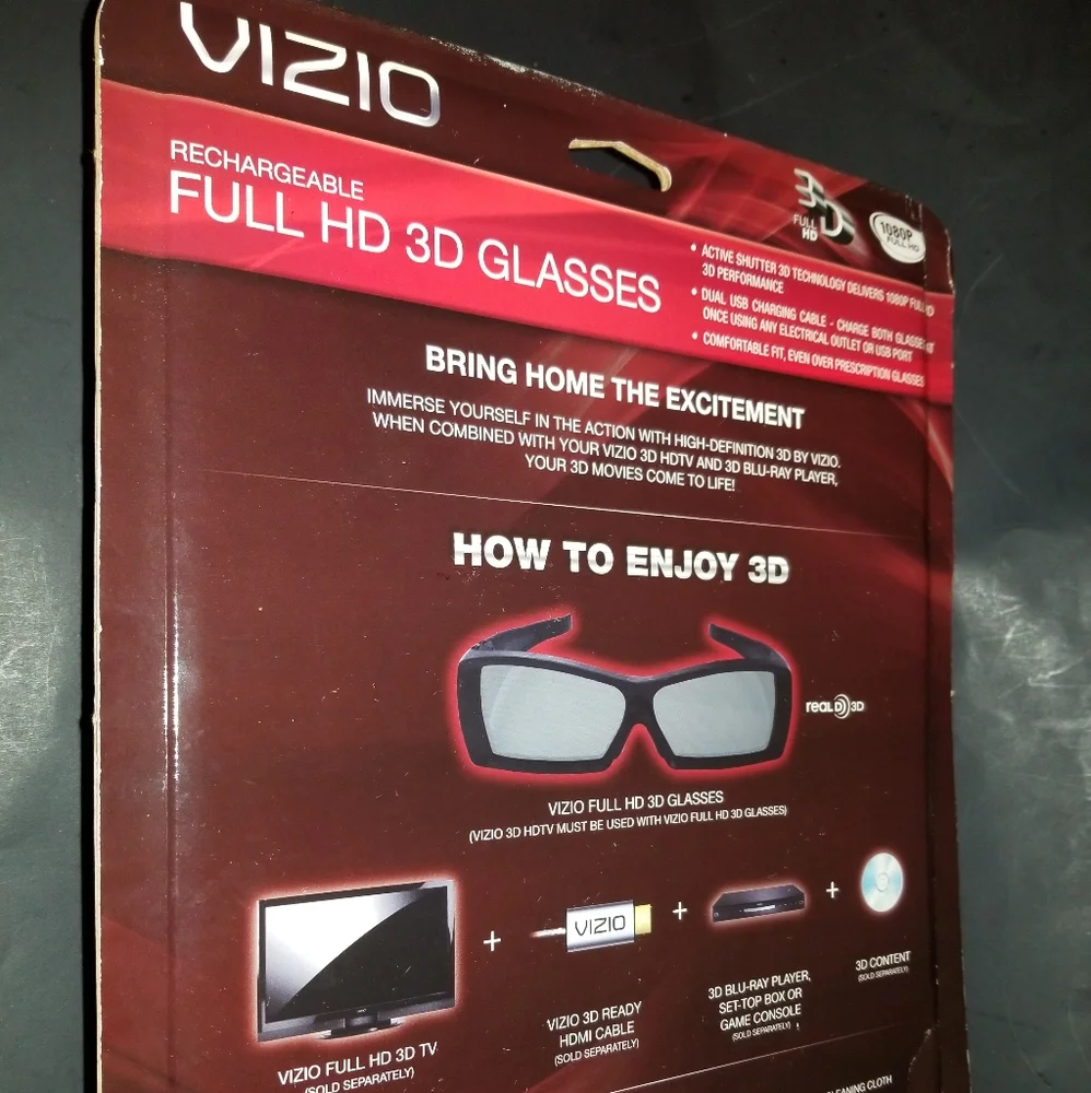NIOP VIZIO FULL HD 3D GLASSES 2 PAIRS 1080P Rechargeable (VSG102)